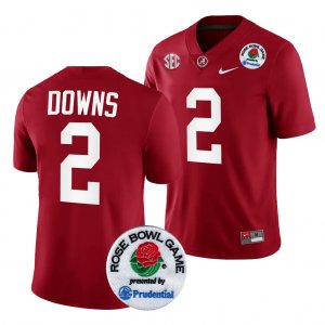 Men's Alabama Crimson Tide #2 Caleb Downs 2024 Rose Bowl Crimson NCAA Playoff College Football Jersey 2403XVAG3